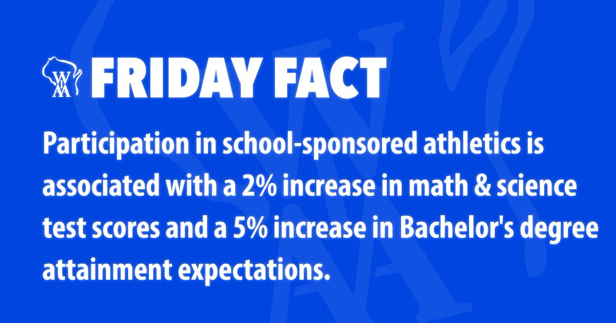 Getting involved in athletics during HS can pay off in your future!

A National Education Longitudinal Study data investigation notes that HS test scores &amp; degree attainment expectations are “strongly related to educational attainment &amp; future wages. 📈📚💰 #FridayFact