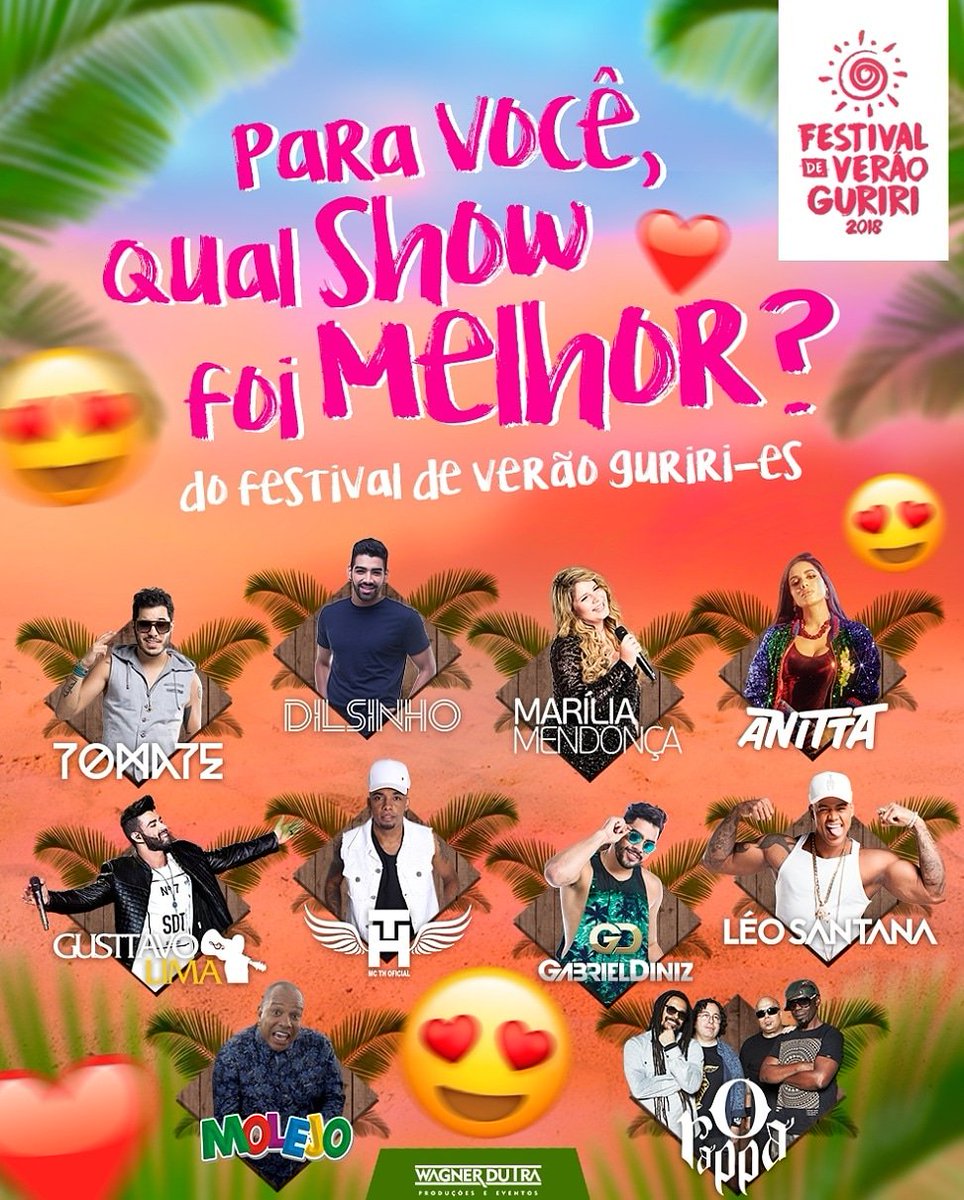 Arenaaomar's tweet photo. **EM BREVE** teremos a votação oficial para vocês elegerem o melhor show do Festival de Verão Guriri 2018 !!!! Acho que vai ser difícil né, só tem fera !!!
#eitasaudade #verão #IlhadeGuriri #FestivaldeVerãoGuriri #WagnerDutraProduções https://t.co/PMG9iDpFkg