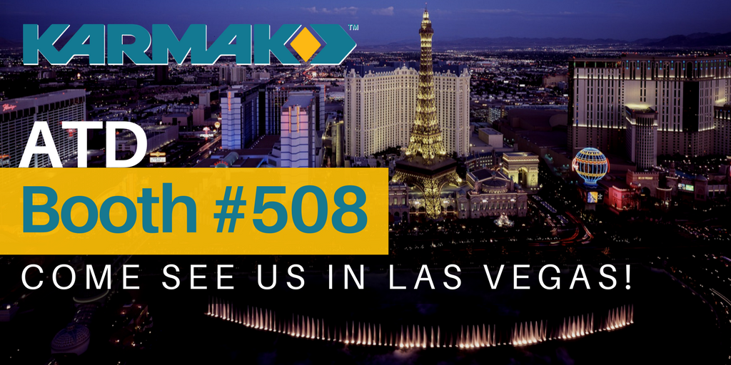 KarmakTech's tweet photo. Planning to be at ATD in Las Vegas? Make sure to stop by Booth #508 - We can't wait to see you there! #ATDShow #ATD2018 https://t.co/XYjXAKMJMO