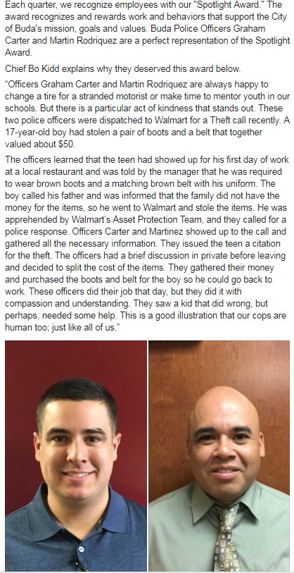 CityofBudaTX's tweet photo. This is just one example of how our Buda Police Officers demonstrate their "servants' hearts."
#BudaPoliceDepartment @Buda_Police #BudaTX https://t.co/G1jwG80s5Q
