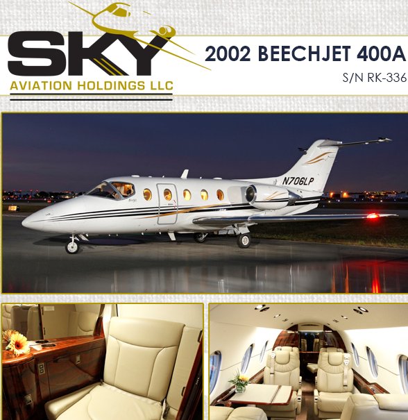 leader_luxury's tweet photo. 2002 #Beechjet400A now available at Sky Aviation Holdings! One Corporate Owner - New Interior 01/18 - Cabin LED Lighting - Recent C Check #bizjet #bizav #aircraftforsale See more details at https://t.co/zqarryQmEU #luxurytravel #privatejets https://t.co/kEUtXu8P0N