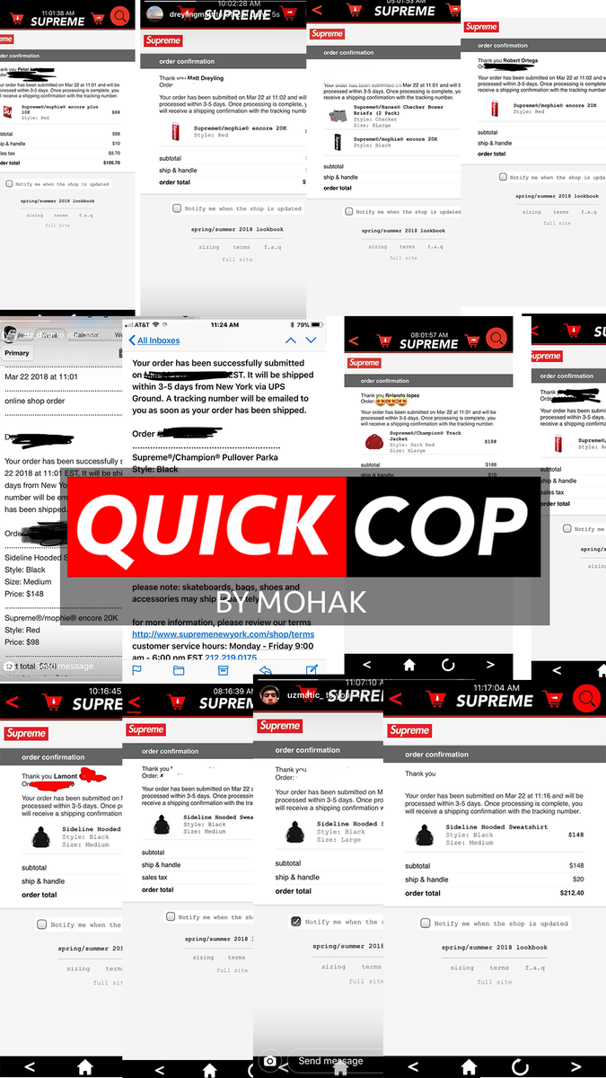 themacint0sh's tweet photo. Supreme's site broke but we still get W's 😎 #supremebot #bot #iosbot #ios https://t.co/VfO8OQABRg