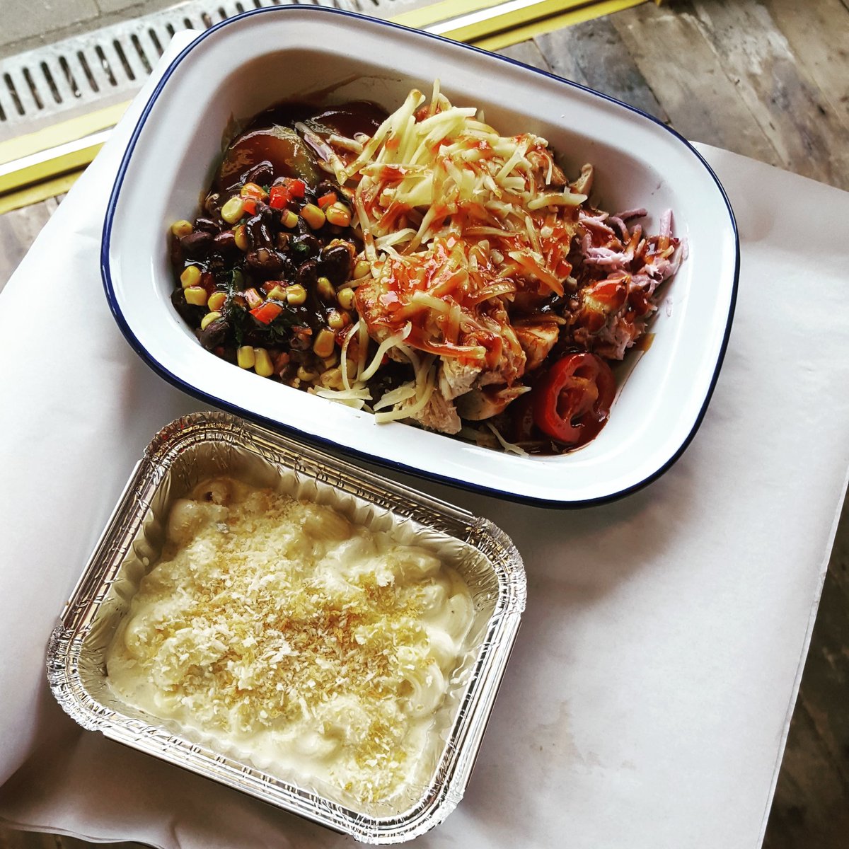 Long-standing member of the Bubbacue team Amy's favourite food: a chicken bowl with Cajun rice, pickles, coleslaw, cheese, jalapenos, a scoop of black bean and corn and lashings of Sweet Memphis.  Always with mac and cheese. 

#staffpicks