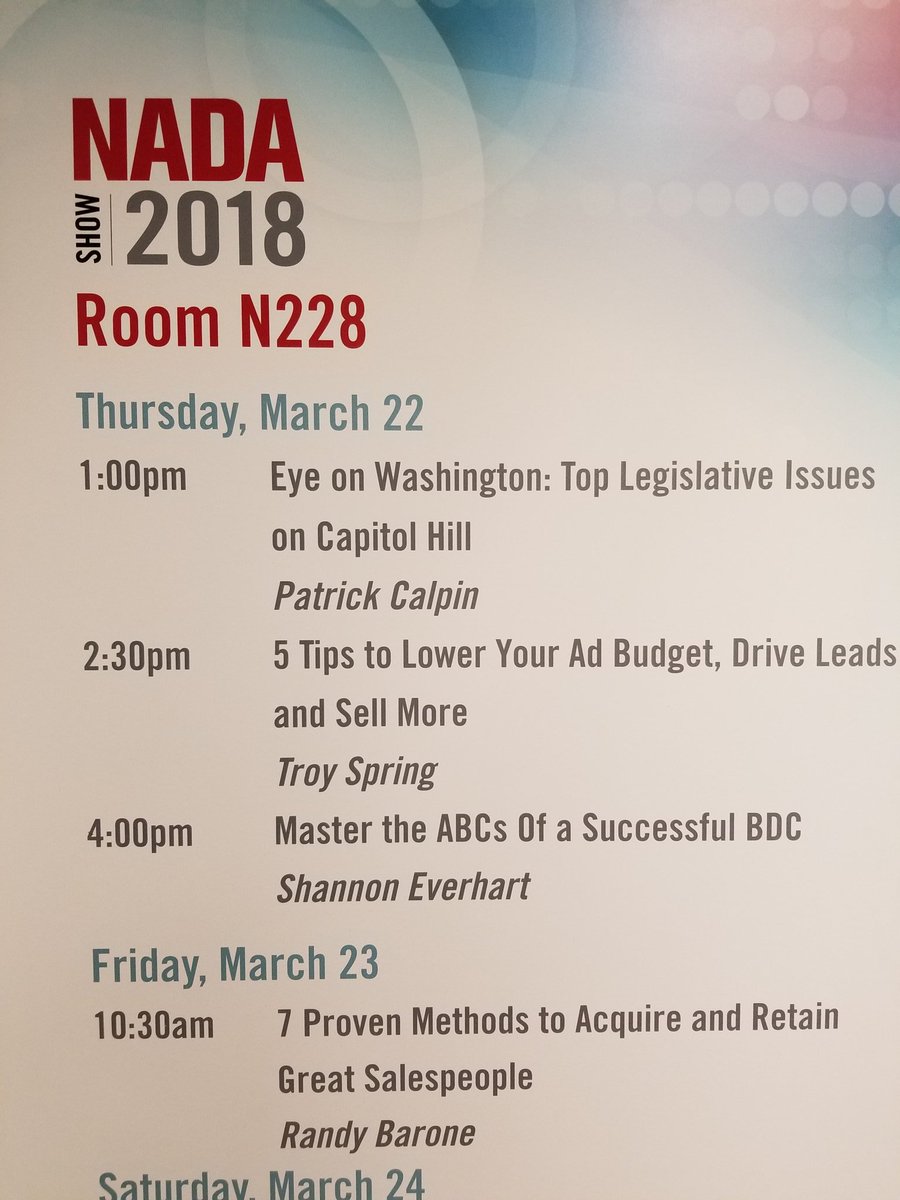 TroySpring's tweet image. Palnning your day? #NADASHOW  See you at 2:30 - N228. #lowerbudget #sellmore #netmore #moreleads