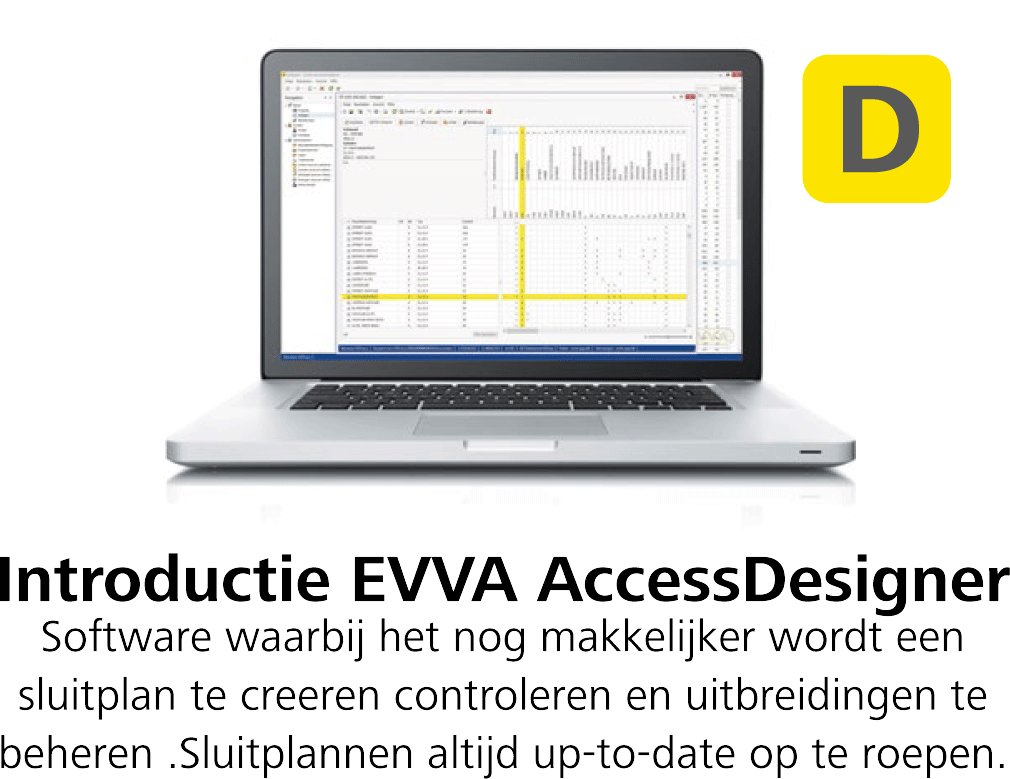 Maak het je jezelf nog makkelijker. Opstellen en beheren van je sluitplan met EVVA Access Designer. Altijd up-to-date en handige tools waarmee je een hoop tijd bespaard. Kom het ervaren tijdens de EVVA Experience op 27 maart. Meld je aan op experience@evva.nl