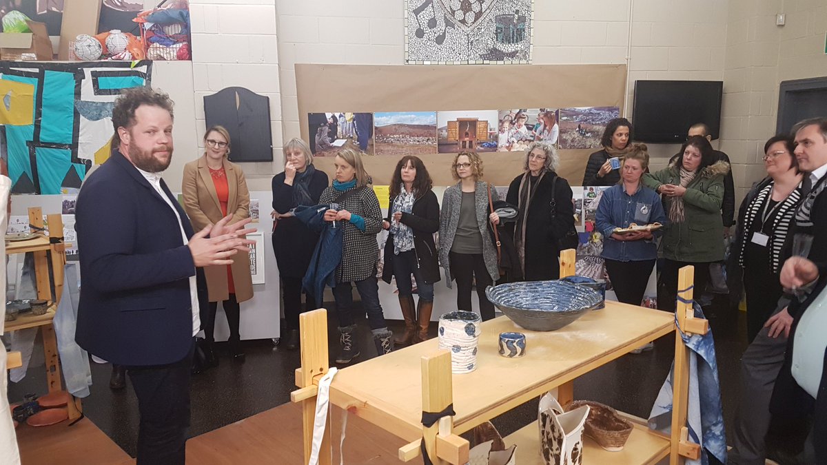 WeAreTrivallis's tweet photo. Artist Owen talks to guests about #TheTrebanogProject and the amazing community engagement that helped shape how the works went ahead. #ProudToBeHere https://t.co/pX5CDtkgKp