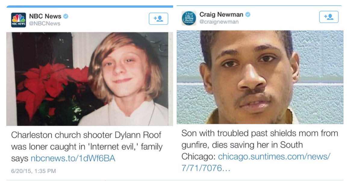 MackGrahamNYC's tweet photo. Just read an article earlier describing the acts of the #AustinBomber an “outcry of a very challenged young man talking about challenges in his personal life that led him to this point.” 

Thought about an article - “When The Media Treat White Killers Better Than Black Victims” https://t.co/YvVMhO4DpH