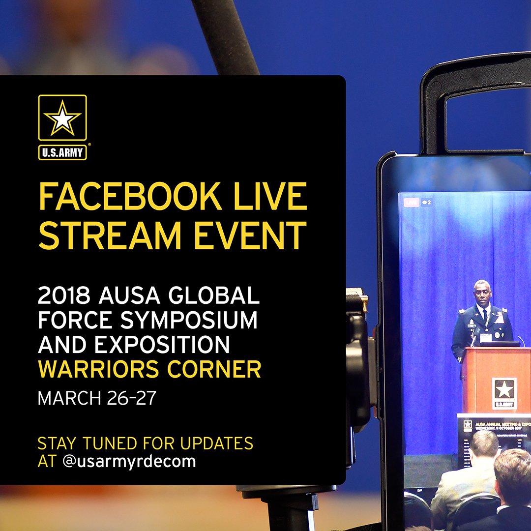 RDECOM is back at the #AUSAGlobal #WarriorsCorner and streaming live. 

Check our social media for additional updates.