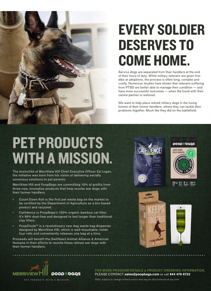 poopbags's tweet photo. Every Soldier Deserves To Come Home!  #petproductsonamission #poopbags #merriviewhill #poopchute #catfidence @globalpetexpo https://t.co/u95E05dHMT