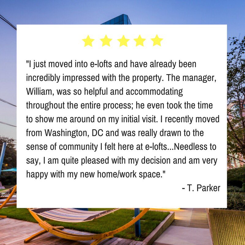 eloftsapts's tweet photo. Special thanks to T. Parker for this amazing Google review! We are happy to have you as a new member of our community. Read more here: https://t.co/XvNIFHDjoR #elofts #5stars https://t.co/yjR3auKX43