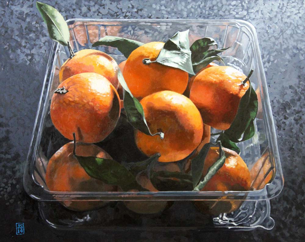 Sweetclems in a Plastic Box. Oil on canvas panel.  #studiopainting #stilllife #fruit #oilpainting
