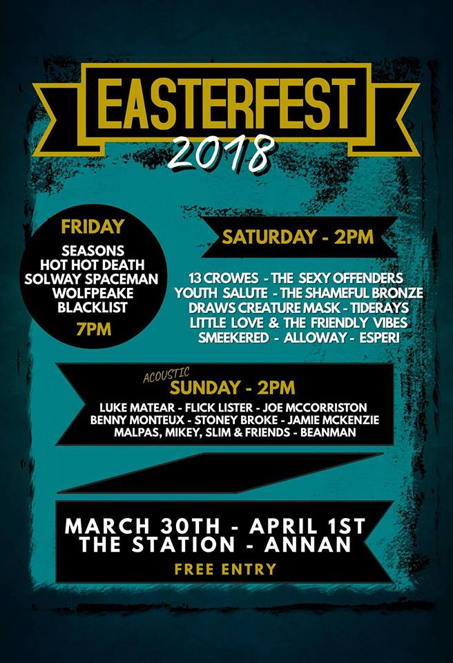 Little Love And The Friendly Vibes will be playing at EasterFest weekender at Station Bar, Annan this Saturday 31 March, around 5.20pm. <a href="/Little_Love_FV/">Little Love & The Friendly Vibes</a> #llfv #EasterFest #EasterTreat <a href="/aliveradio/">Alive Radio Dumfries</a> <a href="/DGStandard/">Dumfries Standard</a> <a href="/DGWGO/">Dumfries & Galloway! What's Going On?</a> facebook.com/events/3368249…