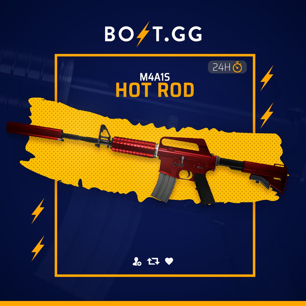 OfficialBoltgg's tweet photo. 24 Hour M4A1-S | Hot Rod Giveaway!

To win you must!
⚡ RT + Like + Follow
⚡ Like: https://t.co/Zzd9mzhb9c
⚡ Tag two friends! https://t.co/KAYkWhFu4L