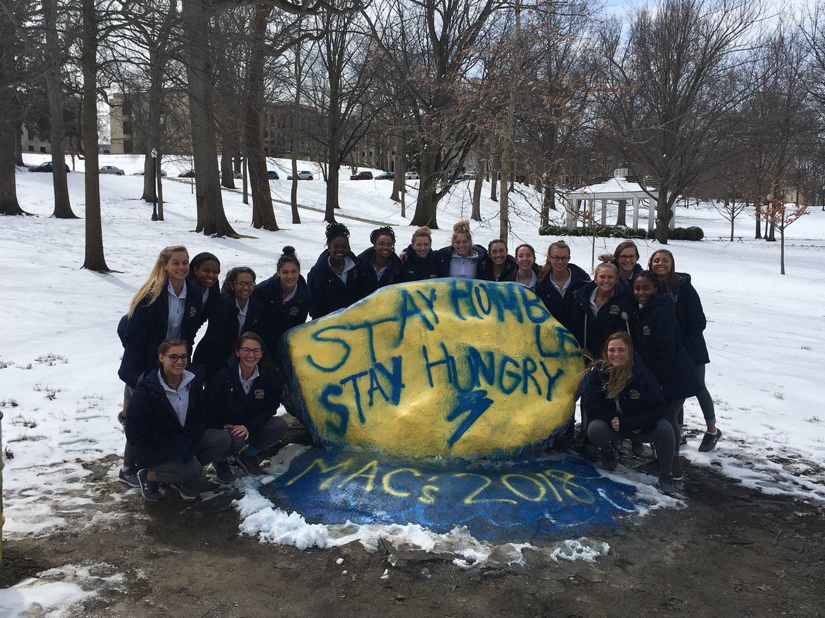 KentStGym's tweet photo. The rock is painted, and we’re on the road to the MAC Championship! #GoFlashes #NCAAGym #gymnastics #ncaa @MACSports @KentState https://t.co/Cyjz6oxFjY