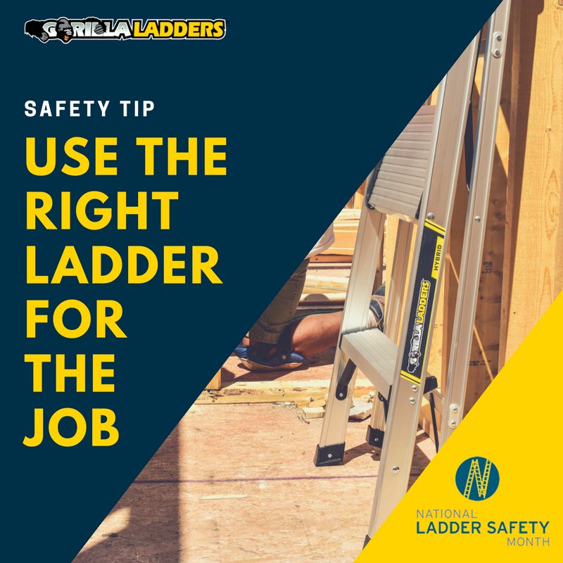 March is #nationalladdersafetymonth. Make sure to use the right #ladder for the job. Don't know which one? The <a href="/American_Ladder/">American Ladder</a> American Ladder Institute can help: ow.ly/XE4v30j6p9e #safetyfirst #gorillaladders #rightladder #laddersafety