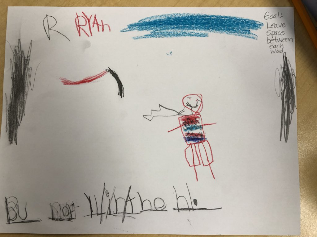Melcommander's tweet photo. I enjoyed modeling an opinion writing lesson in kindergarten this morning. Children saw a problem, thought about ways to fix the problem, and wrote to make the world a better place. I even had a chance to set goals with a few writers. @H_CountySchools #hcdeengage https://t.co/oWAmKqIUGh