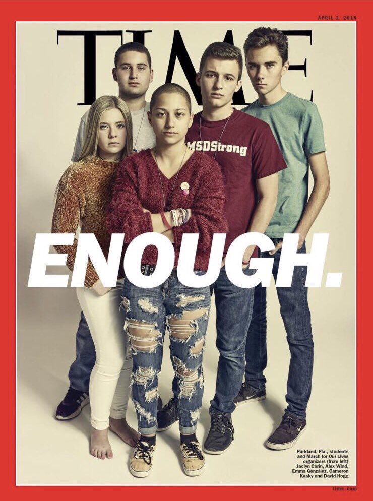 5 students who survived the Parkland school massacre and became activists — on the cover of <a href="/TIME/">TIME</a> Magazine ahead of Saturday’s #MarchForOurLives 
(including <a href="/JaclynCorin/">Jackie Corin</a> with bare feet)