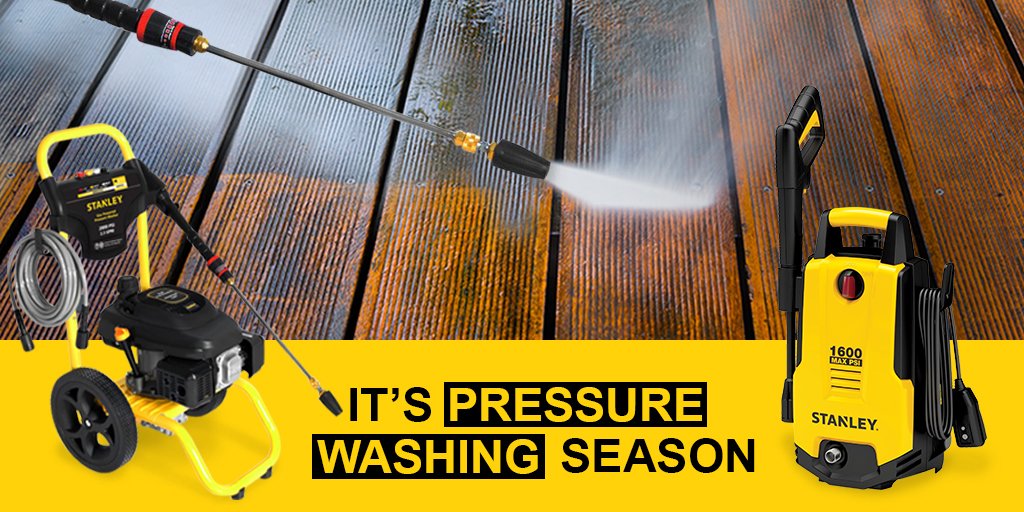 stanleytools's tweet photo. Take your spring cleaning outside with our pressure washers. Do you prefer gas or electric? Shop Now: https://t.co/QHb3cyqxNw https://t.co/54xyuxNu2K