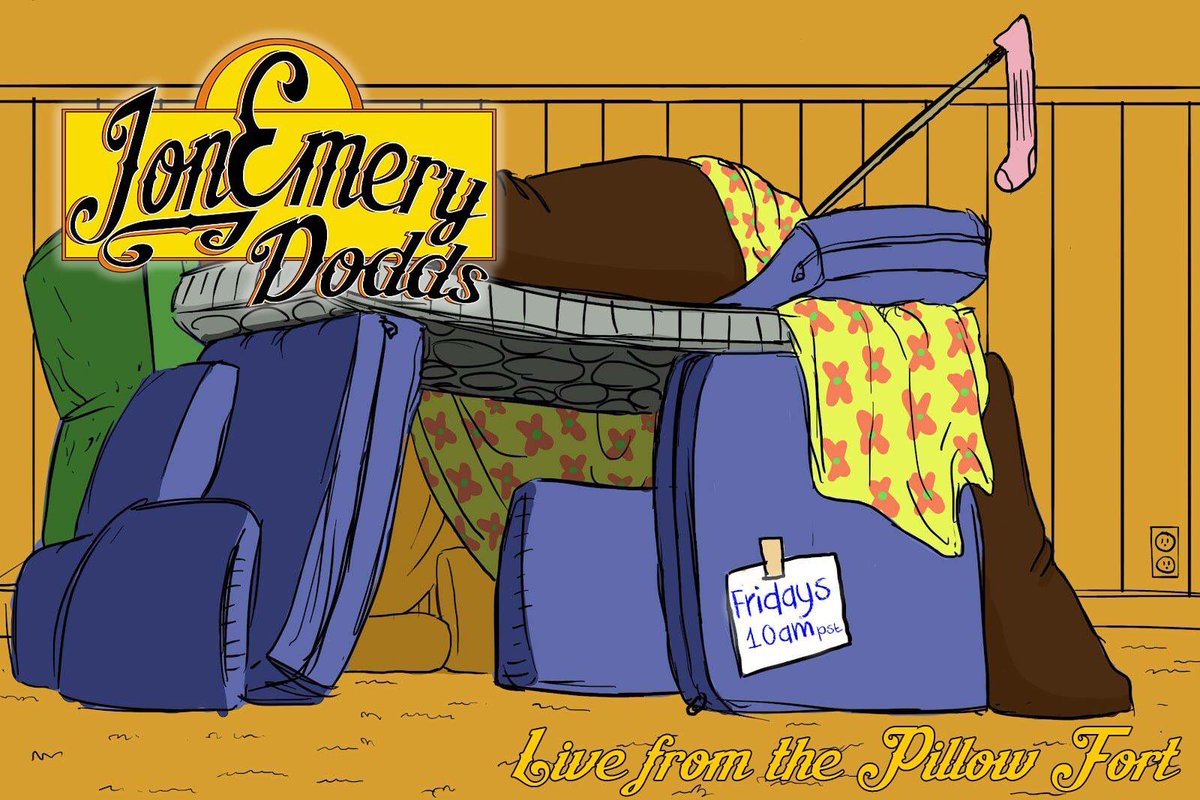 JonEmeryMusic's tweet photo. Live From The Pillow Fort tomorrow at 10am pst ~ send in your requests, questions &amp; complaints! FBLive at “JonEmery Dodds” #pillowfort #americana #jonemerystyle https://t.co/cpIo9fY1sA