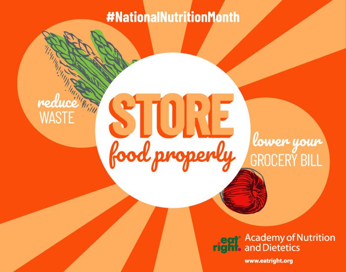 eatright's tweet photo. A3: Here are four steps to prevent excess produce waste -- select produce wisely, store it properly, prepare it cleverly and compost scraps! More details: https://t.co/dmnpJUdMob #NNMchat https://t.co/D953jZctr0