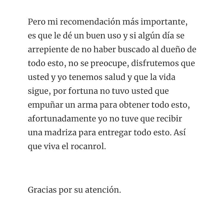 La MARAVILLOSA carta de <a href="/Chava_Rock/">Chava Rock</a> después de que le robaron su mochila en el VIVE LATINO es un respiro en estos tiempos violentos. 

¡VIVA <a href="/Chava_Rock/">Chava Rock</a>!