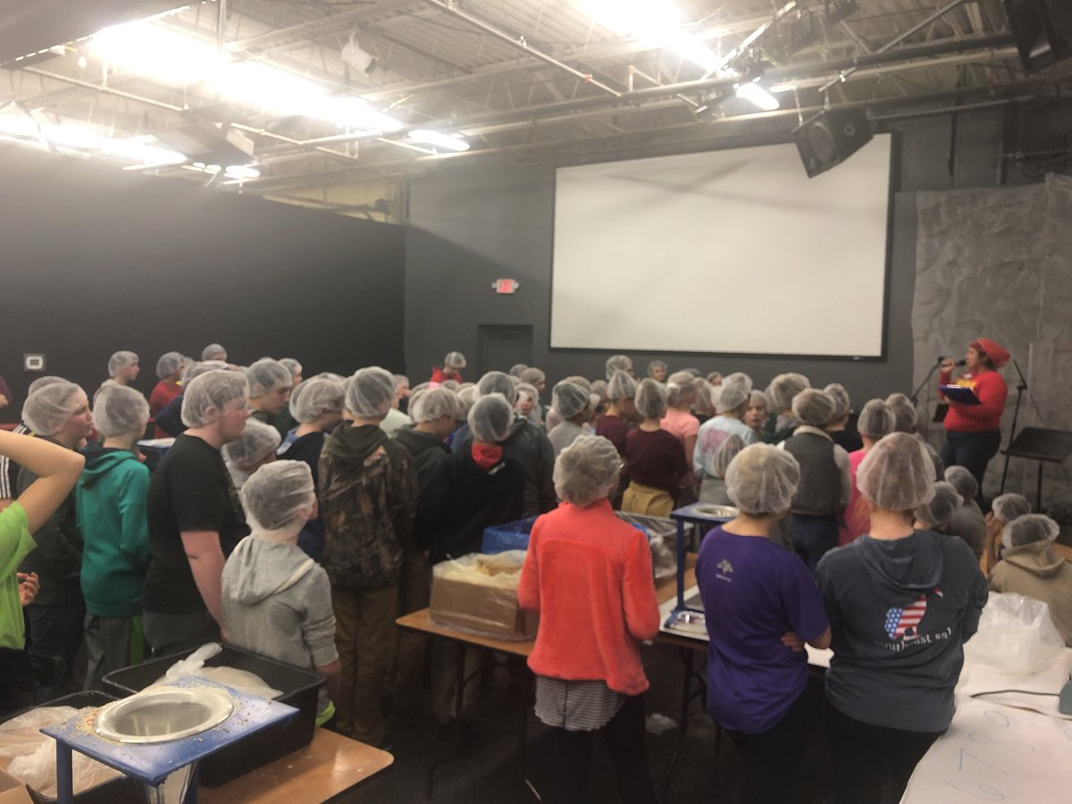 modzelski's tweet photo. We packed 27,864 meals!!! 76 children will get a meal a day for an entire year! ❤️ Way to go Mustangs! #MarcellusCSD @fmsc_org @vineyardchurch https://t.co/ljLeVqKoz7