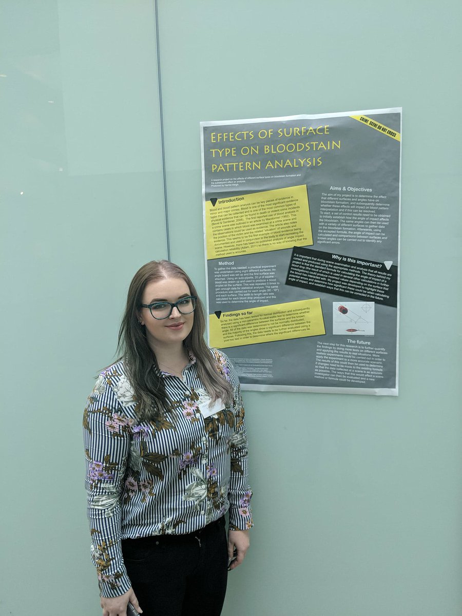 HarrietMeigh's tweet image. Poster presentation at the @FACSStaffs conference yesterday🎓
@StaffsUni @StaffsCJF_Dept #staffsuni #bloodpatternanalysis #researchproject