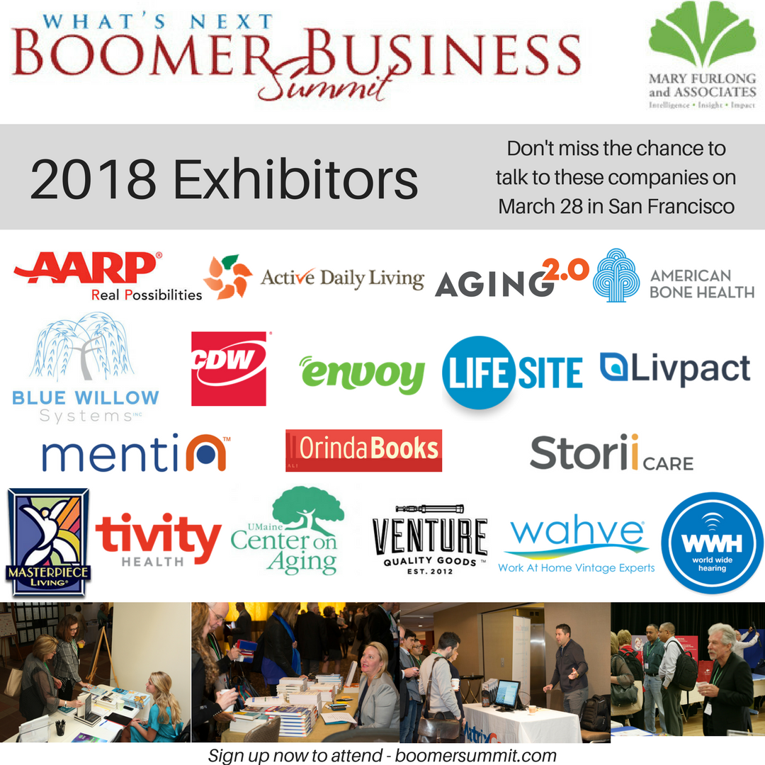WNLongevity's tweet photo. (1/2) Officially announcing the sold out exhibitors of the 2018 What’s Next Boomer Business Summit: @aarp Active Daily Living @aging20 @ambonehealth @BlueWillowSys @CDW_Healthcare  @helloenvoy @LifeSiteco  @Livpact  @Mentia_me @OrindaBooks @StoriiCare ..(cont'd) https://t.co/nwE8UhmSzJ