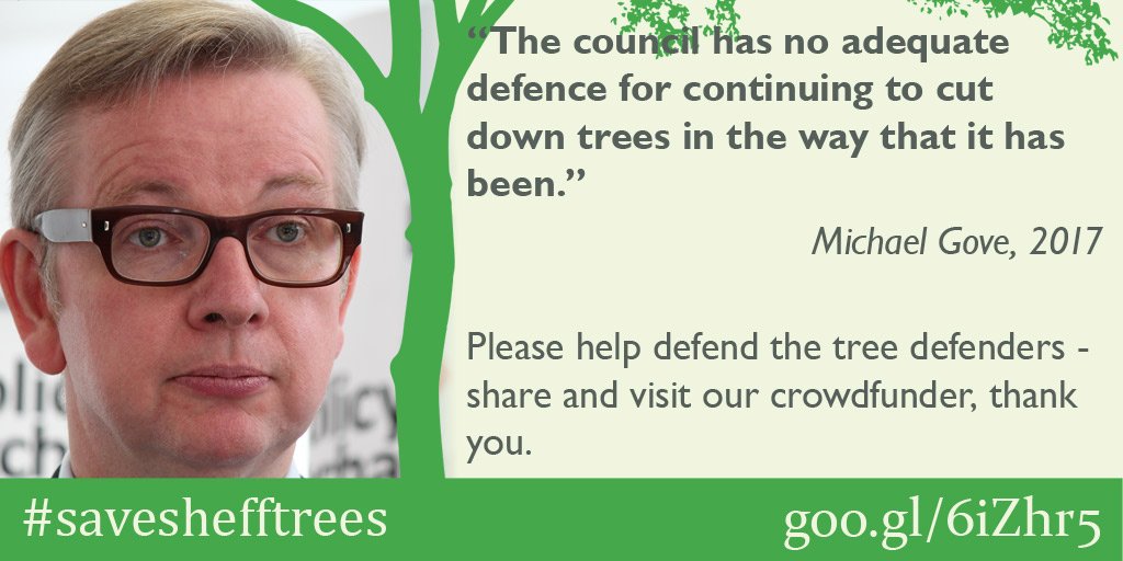 nostumpcity's tweet photo. Michael Gove called Sheffield City Council's felling policy?BONKERS?.Now this BONKERS Council wants £27,000 in legal costs from 2 Sheffield residents pls help &amp; visit our crowdfunder. #saveshefftrees pls RT: https://t.co/fKPLbW826E https://t.co/AY8wziJ7SF