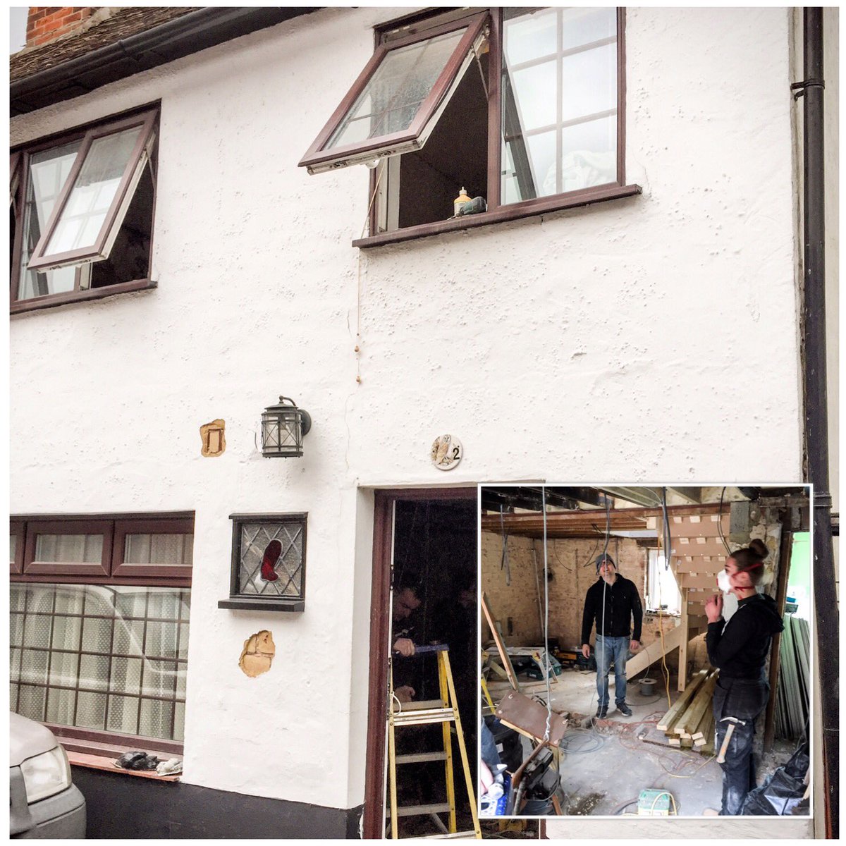 We've lots going on this spring,including a total #refurbishment of this 160 yr old #cottage in Seal, Sevenoaks. Work is already underway inside &amp; next week we're starting on the outside, removing the old #render to reveal &amp; #restore the original #brickwork
