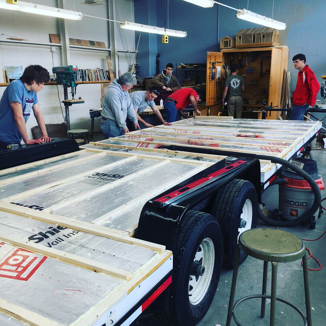 HollistonHigh's tweet photo. Great progress being made today on the Tiny Home. Sub floor will be going down tomorrow. Next up, framing walls! #costructiontech #tinyhome #hollistoninnovates https://t.co/xhlVWWpu9L