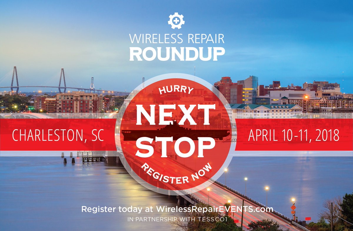 WirelessRevents's tweet photo. REPAIR PROS cruise over to @RepairRoundup. Only weeks away! Meet us at Tessco1 in Charleston, SC April 9-11 for networking &amp; all day business owner workshop, and FREE party on US Aircraft Carrier! Only 150 seats available. Learn, network and grow. https://t.co/pU63nXJZUE https://t.co/3ZMahZ7EFM