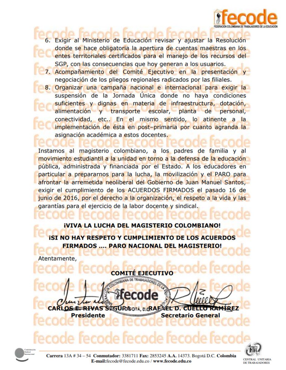 Sutev_Valle's tweet photo. Junta Nacional de Fecode entregó facultades a la Junta Directiva de la Federación Colombia de Trabajadores de la Educación para definir la fecha del PARO de 48 horas del magisterio. https://t.co/TPTytxzeYf
