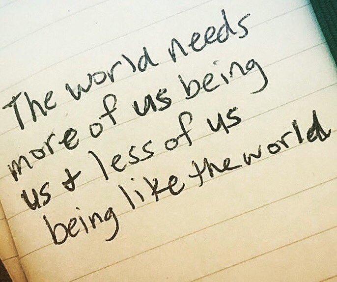 hfunkpalacios's tweet image. The world needs more of us being us and less of us being like the world. #journalnotes