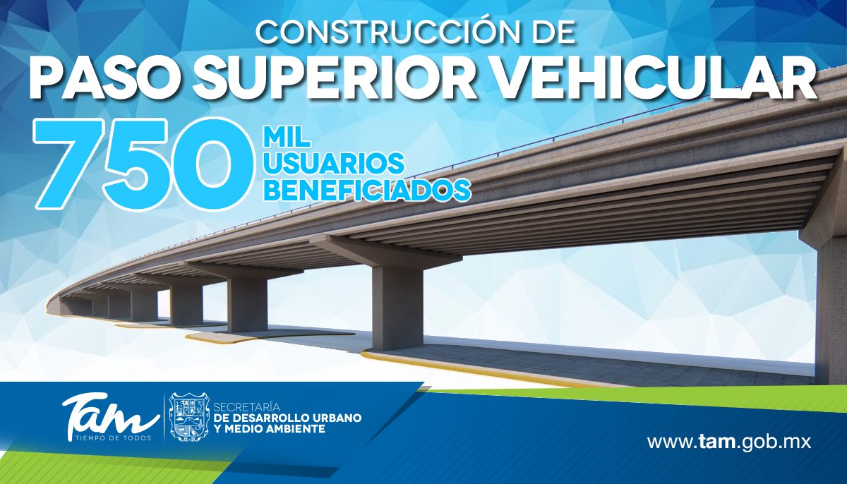 #ImagenUrbana y #DesarrolloUrbano Mediante una inversión de más de 175 millones de pesos, el nuevo #PasoSuperiorVehicular beneficiará a más de 750 mil usuarios diariamente. Contribuye a la necesaria modernización de la infraestructura Urbana de #Madero. <a href="/gobtam/">Gobierno Tamaulipas</a> @ObrasP_Tam