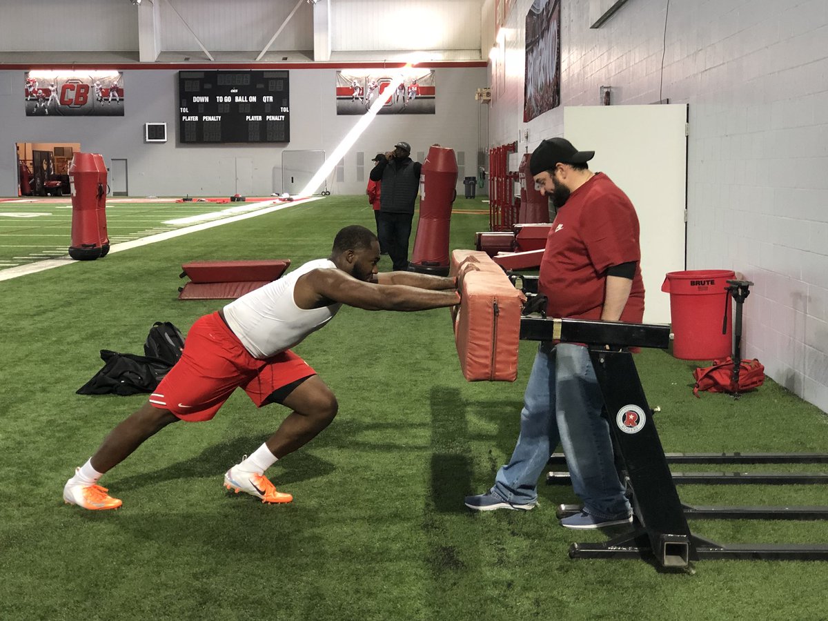 taylor_ashbrook's tweet photo. Tyquan Lewis working with new Lions head coach Matt Patricia, pencil in his ear and all. #OhioStateProDay https://t.co/8KQY7ak0o3