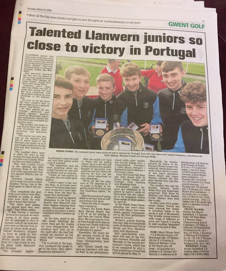 llanwernGCjnrs's tweet photo. Excellent write up for our boys. So proud of the team and hoping it will inspire all our juniors to succeed this year. We’ve got an excellent junior section but we always want to progress and develop. #welldoneall @llanwerngolf https://t.co/hIAsDRVLBd
