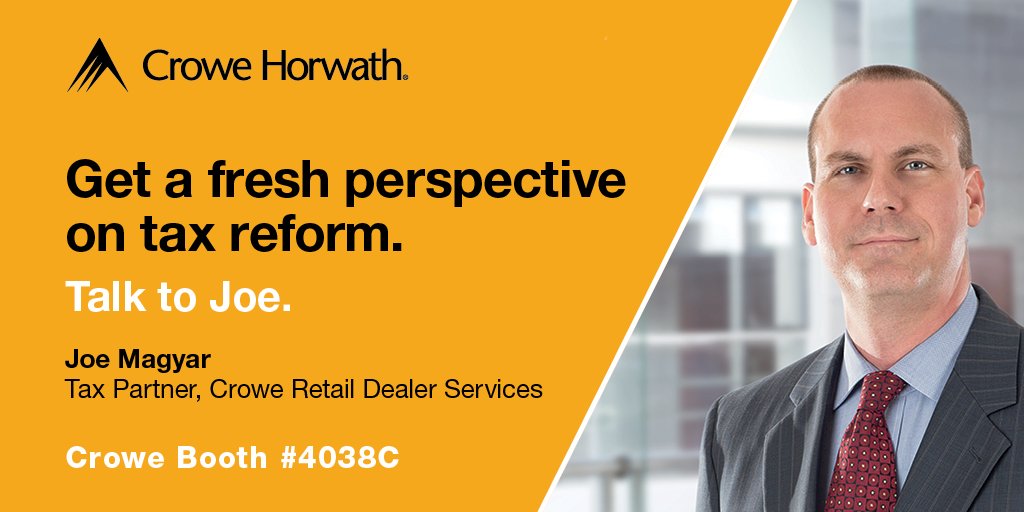 CroweUSA's tweet photo. Visit booth #4038C to talk with us about Tax Reform. #NADASHOW https://t.co/ahHEuM0PA4