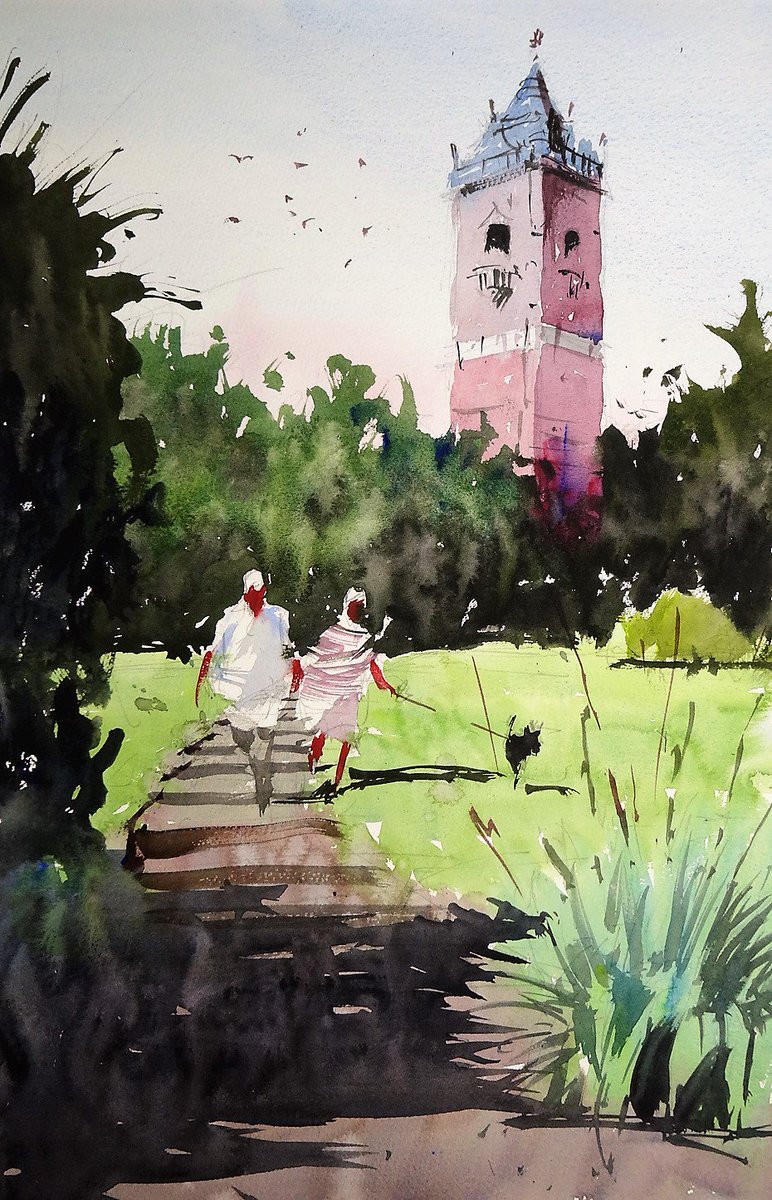 A recent demo to Clifton Art Society.  As I normally do on demos to Art Groups, I either ask for photos of a local subject or allow attendees to vote on a scene with some choices given by me.  #watercolor #bristol #cabottower #saunders #StcMill