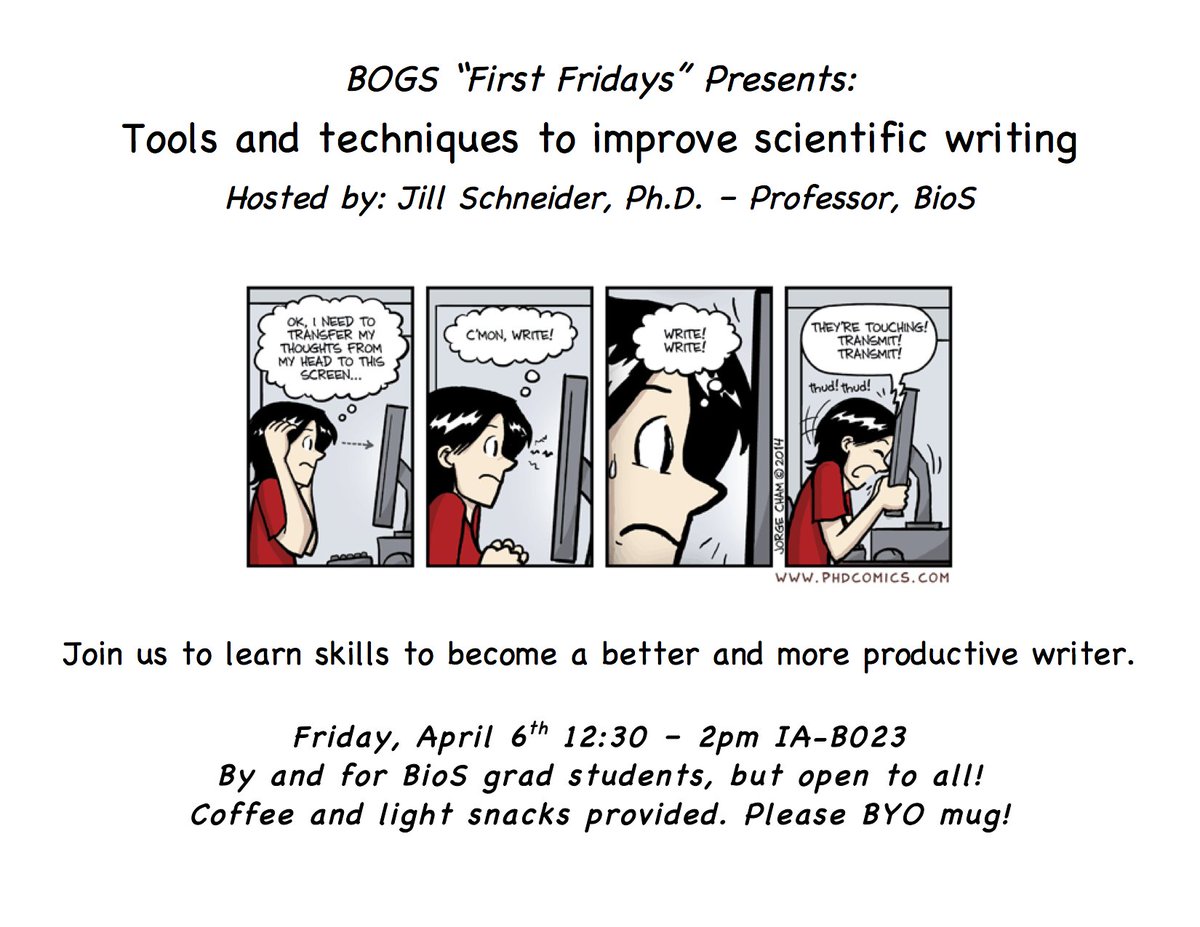 Don't miss our upcoming workshop hosted by Dr. Schneider on Friday, April 6th at 12:30 in B032! Coffee and snacks provided!