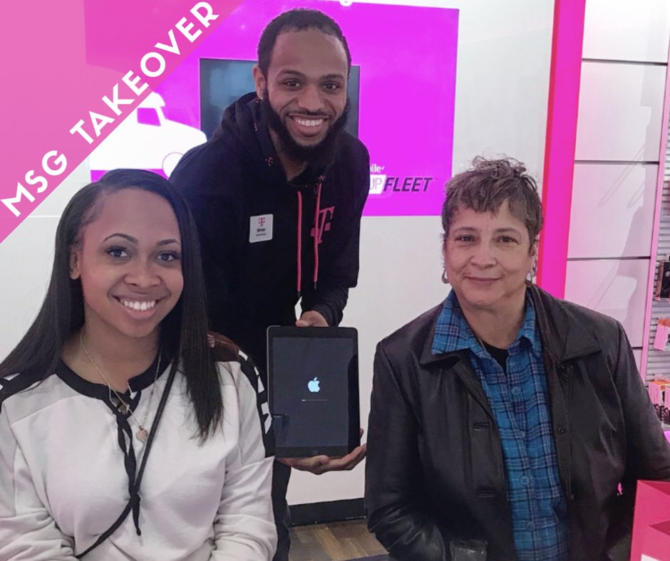 Brian_TMobile's tweet photo. Met this amazing mother and daughter! Shared the benefits of having an iPad for traveling and FaceTime their family and friends! #TMobile #Magenta #TeamMagenta #MSGTakeover #TKG @AaronTOmar @MSGOutreach @jackhjohnson @JohnLegere @jackhjohnson @TMOBrianP @MistyS_TMobile https://t.co/ONwcWeKL3B