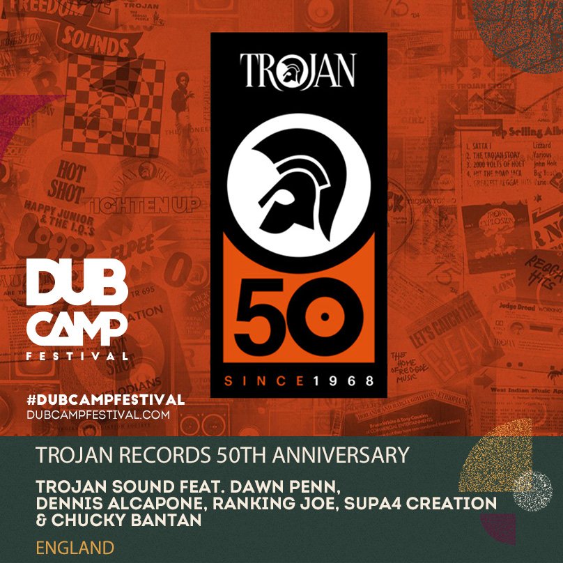 Irie Massive ! New confirmation : Trojan Records 50th Anniversary !
Heureux de vous annoncer que  <a href="/TrojanSound/">Trojan Sound System</a> 🇬🇧feat 🇯🇲Dawn Penn Music, Dennis Alcapone, RANKING JOE, Supa 4 Creation &amp; Chucky Bantan rejoignent la programmation du #DCF2018 ! Don't miss them !