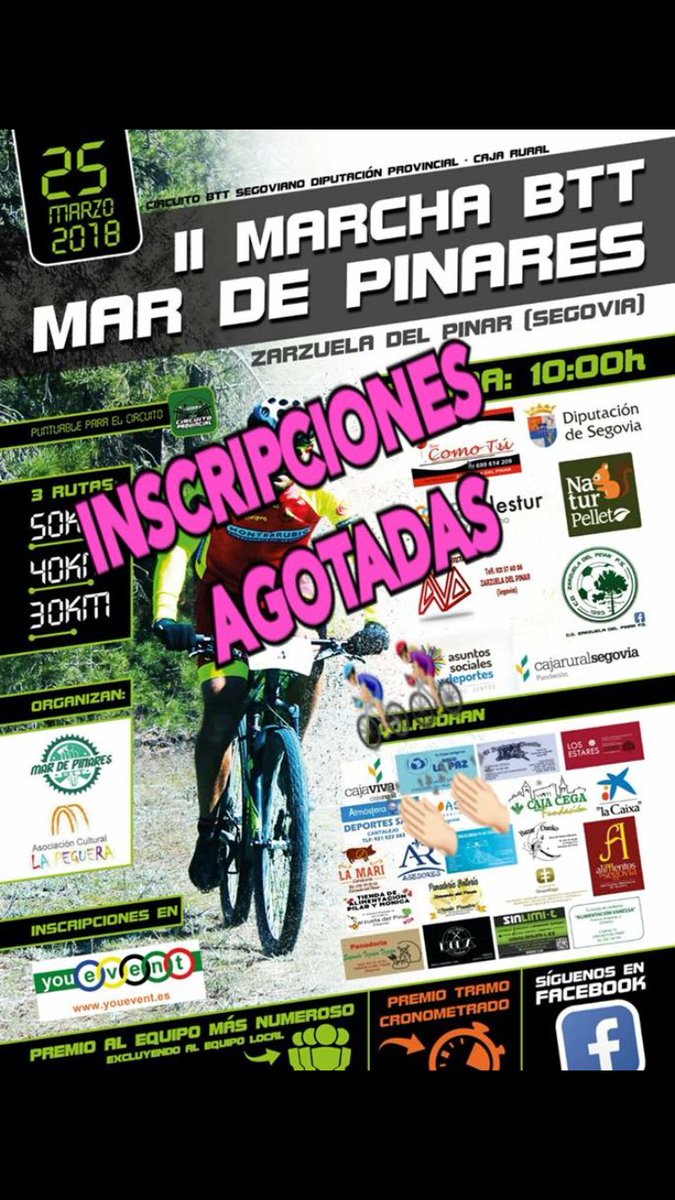 paulalak09's tweet photo. Un año más 200 🚴🏻♀️🚴🏻♂️ rodarán por los caminos de #zarzueladelpinar #IIbttmardepinares #btt2018 #Amarillo https://t.co/Vn2NLdpGjE