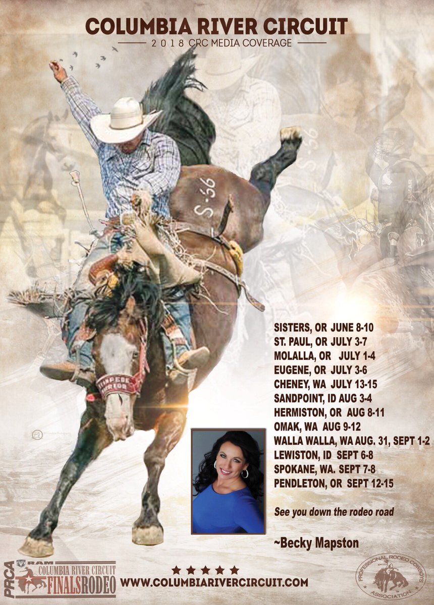 2018 Media Schedule for Columbia River Circuit - Honored to be part of such a great Circuit! #PRCA #columbiarivercircuit #Rodeo #Cowboys #Cowgirls #bestinthewest