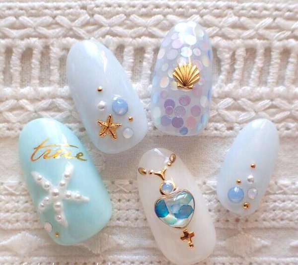 nail_oshare_'s tweet photo. マーメイドみたいなネイル♡可愛い♡ https://t.co/it0SYE4Kks
