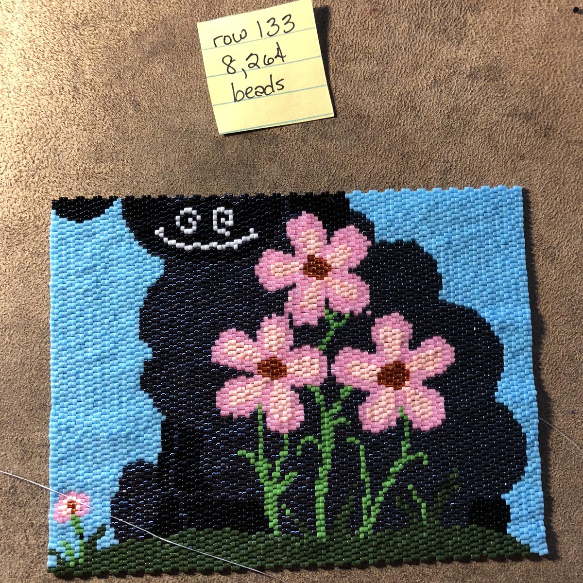 KMDESTASH's tweet image. And now her nose...I think she is going to be even cuter than I made her...she has her own personality already! ~KM  #beadwoven #beadweaving #offloom #peyote #peyotestitch #handmade #buyhandmade #wallart #art #silhouette #delica #black #sheep