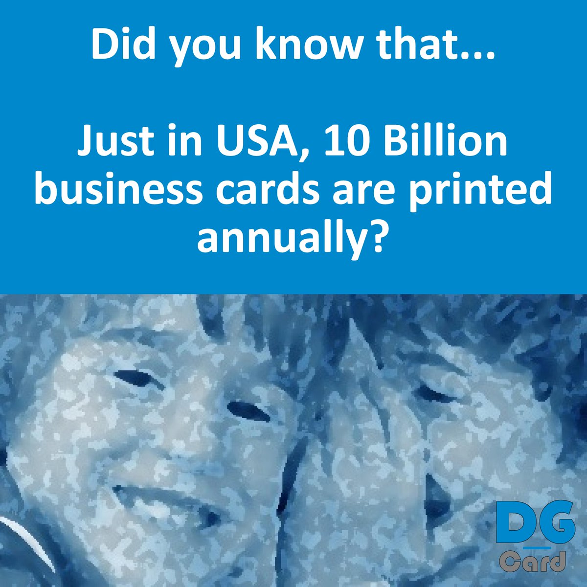 DG_Card's tweet image. @@DG_Card Did you know that just in USA, 10 Billion business cards are printed annually? #Business #USA #BusinessCards Source: statisticbrain.com/business-card-…