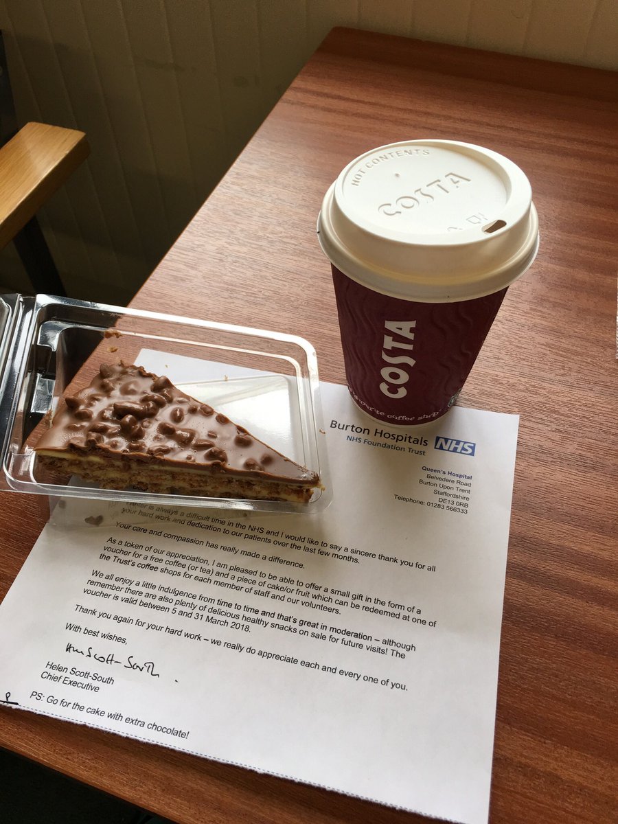 jessiejaneOT's tweet photo. Enjoyed my coffee and cake today thanks to @BurtonHospitals The little things certainly make a big difference https://t.co/L6Lv6etNqY