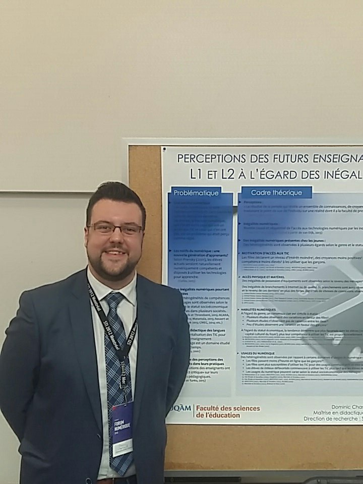 ForumNumerique's tweet photo. Dominic Chartrand s'intéresse aux perceptions des futurs enseignants et enseignants de français à l'égard des inégalités numériques chez les élèves. Il nous présente quelques résultats préliminaire. https://t.co/YWZHUxqUr4