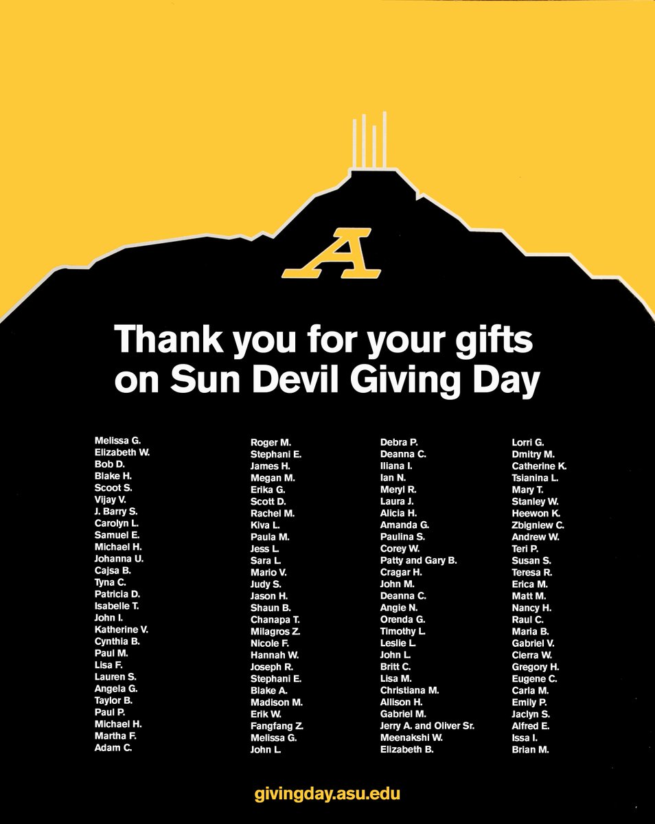 Arizona State University We Are Closing In On 2 000 Gifts Thank You Sundevilnation Sundevilgiving